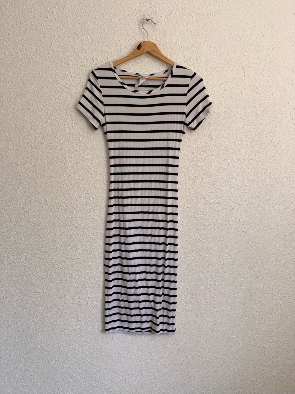 Hard Tail forever navy blue & white open back midi t shirt dress fitted XS